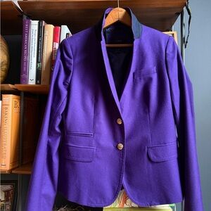 J. Crew Schoolboy Purple Blazer with Black Collar